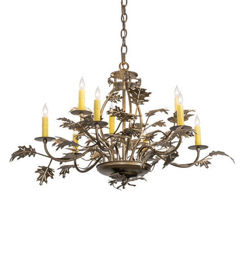 Oak Leaf Nine Light Chandelier in Antique Copper (57|225725)