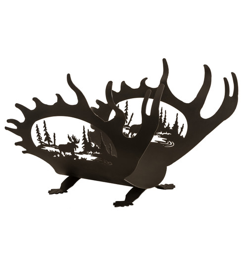 Moose Antler Log Holder in Black Metal (57|22404)