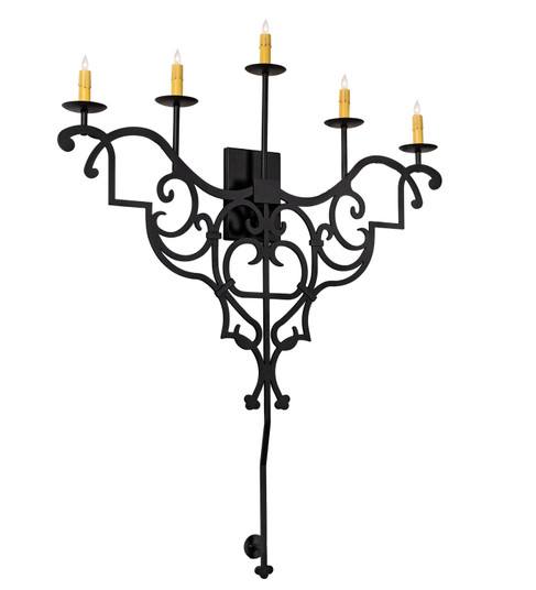 Fleur De Lys Five Light Wall Sconce in Wrought Iron (57|216227)