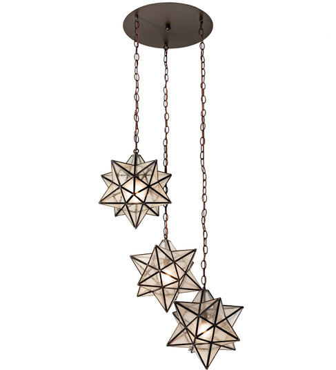 Moravian Star Three Light Pendant in Oil Rubbed Bronze (57|213235)