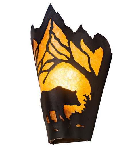 Bear At Dawn One Light Wall Sconce in Black Metal (57|212506)