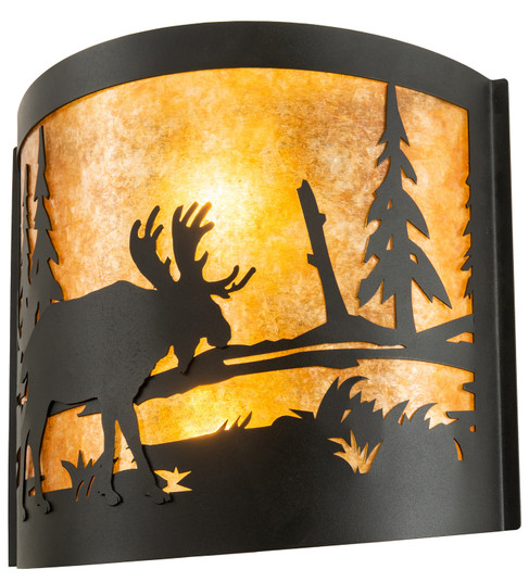 Moose At Lake Two Light Wall Sconce in Black Metal (57|203179)