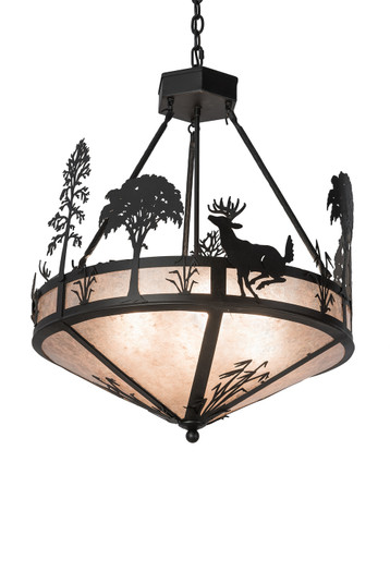 Deer On The Loose Four Light Pendant in Wrought Iron (57|189077)