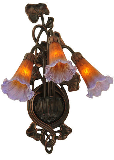 Amber/Purple Pond Lily Three Light Wall Sconce in Mahogany Bronze (57|17205)