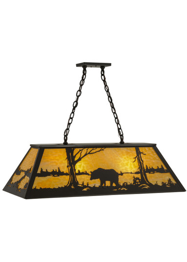 Bear At Lake Six Light Oblong Pendant in Timeless Bronze (57|145980)