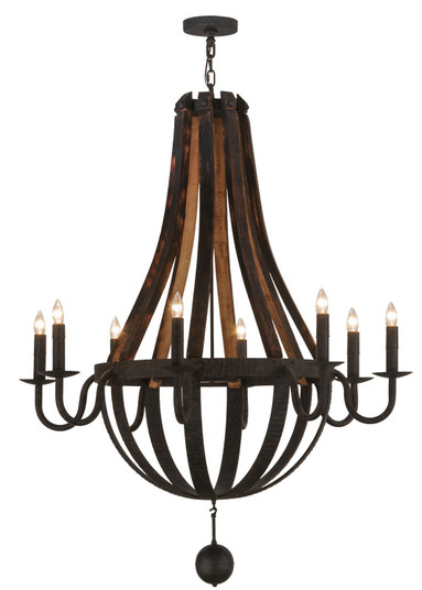 Barrel Stave Eight Light Chandelier in Black Metal (57|143730)