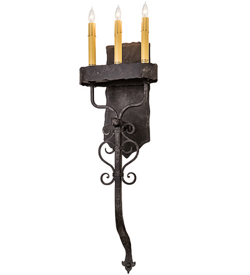 Ahriman Three Light Wall Sconce in Black Metal (57|115637)
