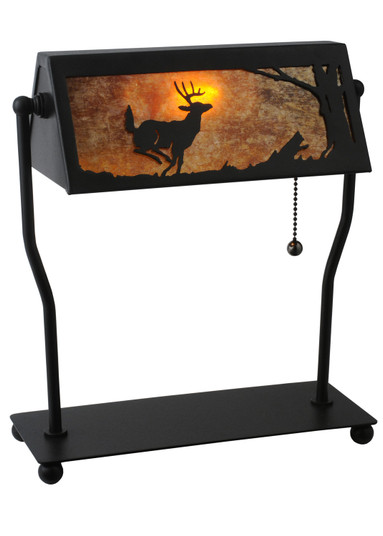 Deer On The Loose One Light Banker's Lamp in Black Metal (57|113076)