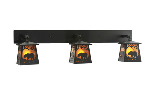 Bear At Dawn Three Light Wall Sconce in Black Metal (57|110745)