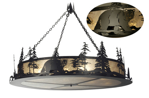 Northwoods Bear At Dusk 12 Light Inverted Pendant in Black Metal (57|10959)