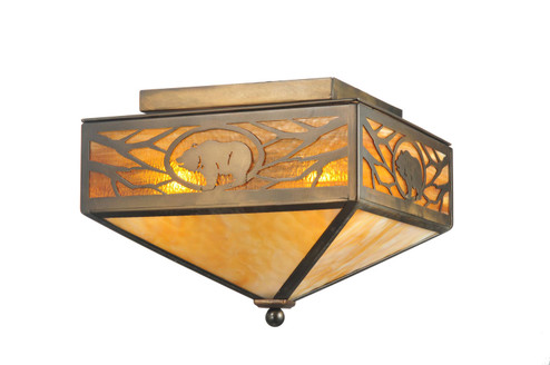 Lone Grizzly Bear Two Light Flushmount in Antique Copper (57|109215)