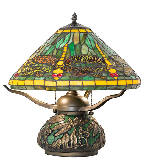 Tiffany Dragonfly Two Light Table Lamp in Mahogany Bronze (57|215818)