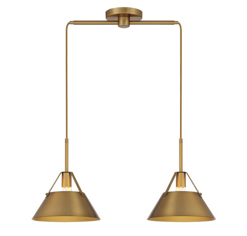 Two Light Chandelier in Natural Brass (446|M100107NB)