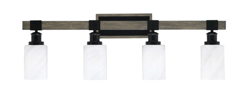 Tacoma Four Light Bath Bar in Matte Black & Painted Distressed Wood-look Metal (200|1844-MBDW-3001)