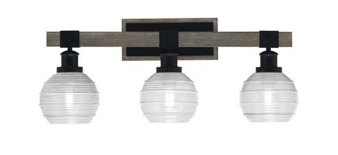 Tacoma Three Light Bath Bar in Matte Black & Painted Distressed Wood-look Metal (200|1843-MBDW-5110)