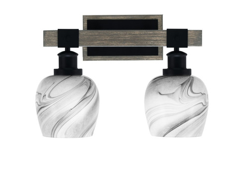 Tacoma Two Light Bath Bar in Matte Black & Painted Distressed Wood-look Metal (200|1842-MBDW-4819)