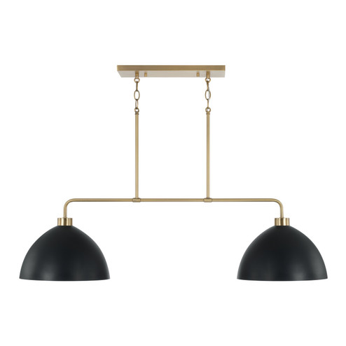 Ross Two Light Island Pendant in Aged Brass and Black (65|852021AB)