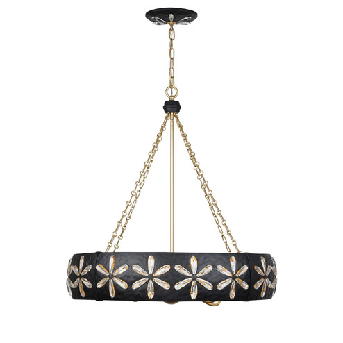Venice Six Light Chandelier in Metropolis Black and Gold (51|1-2493-6-104)