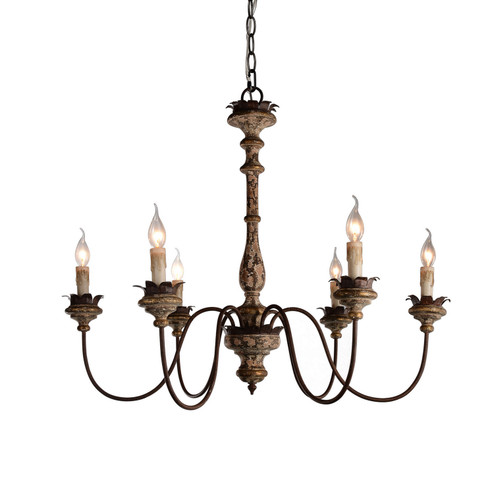 Genevra Six Light Chandelier in Chipped Black With Gold (374|H5102-6)