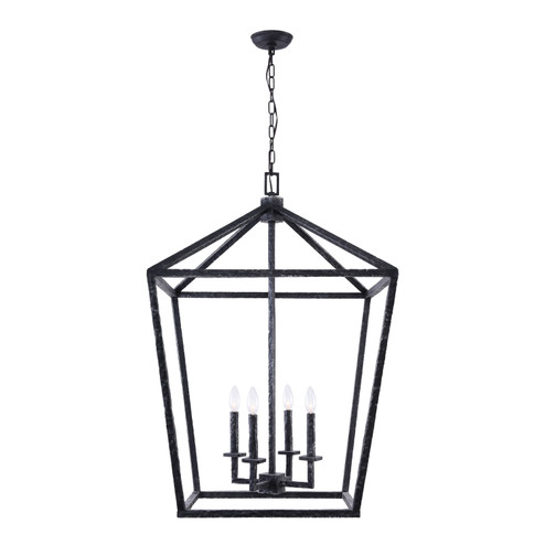 Antea Four Light Chandelier in Hammer Iron With Brushed Aged Black (374|H21131-4BK)