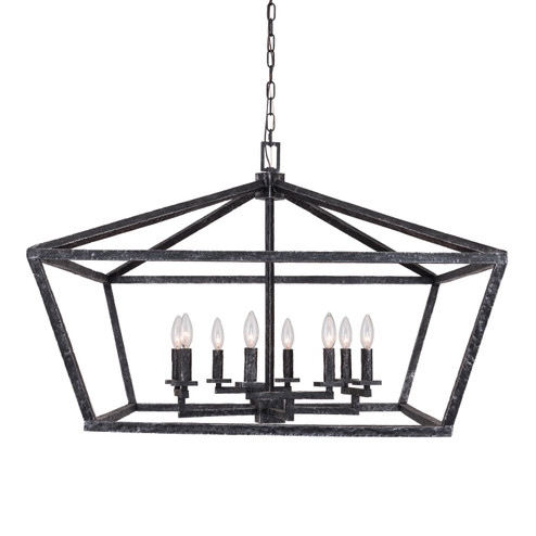 Corina Eight Light Chandelier in Hammered Iron With Brushed Aged Black (374|H21130-8BK)