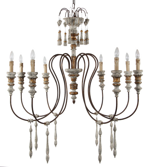 Carlotta Eight Light Chandelier in Chopped Gray With Antique Gold (374|CHAN8036-8)