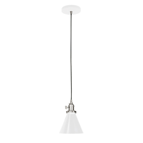 Uno One Light Pendant in White with Brushed Nickel (518|PEB405-44-96-C01)