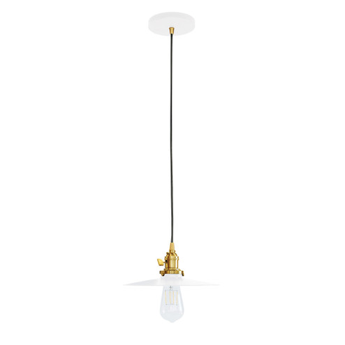 Uno One Light Pendant in White with Brushed Brass (518|PEB403-44-91-C21)