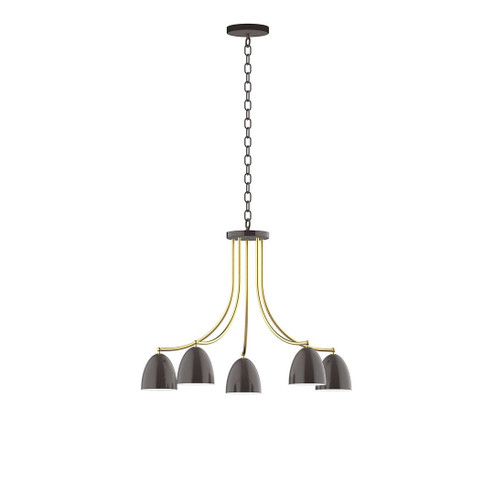 J-Series Five Light Chandelier in Architectural Bronze with Brushed Brass (518|CHN417-51-91)