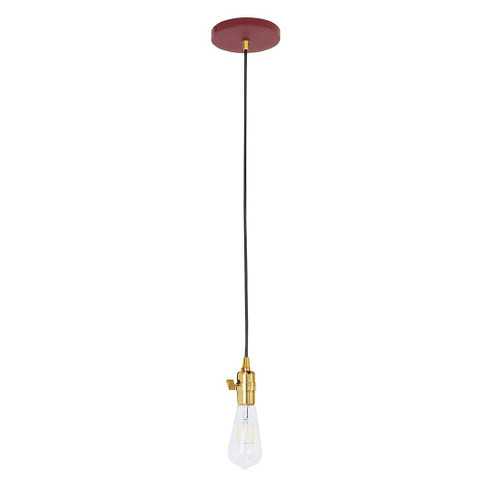 Uno One Light Pendant in Barn Red with Brushed Brass (518|PEB400-55-91-C25)