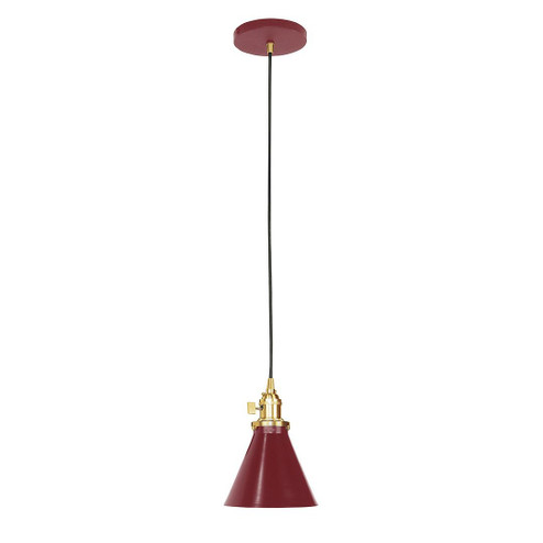 Uno One Light Pendant in Barn Red with Brushed Brass (518|PEB405-55-91-C25)