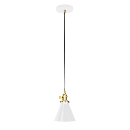 Uno One Light Pendant in White with Brushed Brass (518|PEB405-44-91-C27)