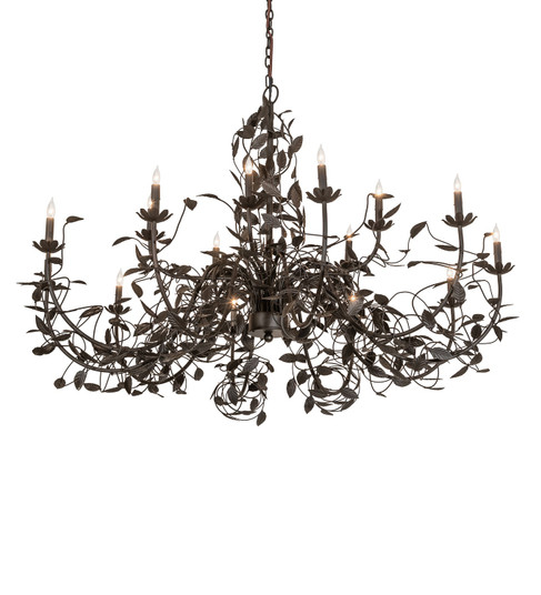 Pear Leaf 15 Light Chandelier in Black Metal (57|267570)