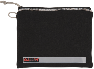 Allen 3628 Pistol Pouch Black Polyester w/Lockable Zippers, ID Label & Fleece Lining Holds Full Size Handgun 7" L x 9" W Interior Dimensions Allen 3628 Pistol Pouch Black Polyester w/Lockable Zippers, ID Label & Fleece Lining Holds Full Size Handgun 7" L x 9" W Interior Dimensions