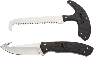Browning 3220420 Primal Combo Boxed 3.75"/5.25" Fixed Drop Point Gut Hook/Skinner, Saw 8Cr13MoV SS Blade, Black Polymer w/Rubber Overmold Handle, 2 Piece, Includes Sheath                               Browning 3220420 Primal Combo Boxed 3.75"/5.25" Fixed Drop Point Gut Hook/Skinner, Saw 8Cr13MoV SS Blade, Black Polymer w/Rubber Overmold Handle, 2 Piece, Includes Sheath