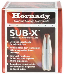 Hornady 30718 Sub-X  30 Cal 308 Cal 175 gr Subsonic eXpanding 100 Per Box/ 15 Case                                                                                                                       Hornady 30718 Sub-X  30 Cal 308 Cal 175 gr Subsonic eXpanding 100 Per Box/ 15 Case