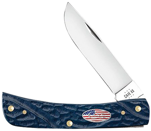 Case 39969 Sod Buster Jr. 2.80" Folding Skinner Plain Mirror Polished Stainless Steel Blade Blue Jigged Synthetic Handle                                                                                