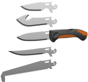 Cold Steel CSCCFLDKIT Click-N-Cut Field Kit Includes Caper Blade, Skinning Blade w/Gut Hook, General Purpose Blade, Boning blade, Bone Saw, Handle & Case                                               