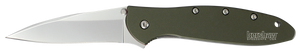 Kershaw 1660OL Leek  3" Folding Drop Point Plain Bead Blasted 14C28N Steel Blade Olive Drab Anodized Aluminum Handle Includes Pocket Clip                                                               
