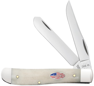 Case 14091 Mini Trapper  2.70"/2.75" Folding Clip Point/Spey Plain Mirror Polished Tru-Sharp SS Blade, Smooth Natural Bone Handle                                                                       