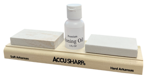 AccuSharp 023C Whetstone Combo Kit Fine, Coarse Natural Arkansas Stone Sharpener Includes Honing Oil                                                                                                    
