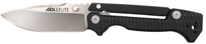 Cold Steel CS58SQLZ AD-15 Lite 3.50" Folding Drop Point Plain Satin AUS-10A SS Blade, 5" Black Textured Griv-Ex Handle                                                                                  