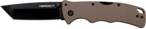 Cold Steel CSFLC3T10AFDE Verdict  3" Folding Tanto Plain Black Matte AUS-10A SS Blade/Brown G10 Handle Includes Belt Clip                                                                               