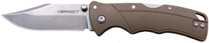 Cold Steel CSFLC3CPSSFDEZ Verdict  3" Folding Clip Point Plain Stonewashed 4116 SS Blade/Brown GFN Handle Includes Belt Clip                                                                            