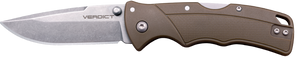 Cold Steel CSFLC3SPSSFDEZ Verdict  EDC 3" Tanto Plain Folding 4116 Krupp SS Blade Flat Dark Earth Textured, GFN Handle                                                                                  