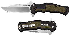 Cold Steel CS20MWCZ Crawford 1 3.50" Folding Plain Clip Point 4034 Stainless Steel Blade Black w/OD Green Traction Inlays GRN Handle Blister Pack Packaging                                             