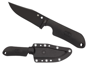 Spyderco FB15PBBK Street Beat  3.51" Fixed Bowie Plain Black DLC VG-10 SS Blade/Black Textured FRN Handle                                                                                                Spyderco FB15PBBK Street Beat  3.51" Fixed Bowie Plain Black DLC VG-10 SS Blade/Black Textured FRN Handle