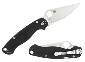 Spyderco C81GPLE2 Para Military 2  3.42" Folding Plain Satin CPM S45VN SS Blade Black Textured G10 Handle Left Hand Includes Pocket Clip                                                                
