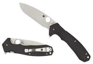 Spyderco C234CFP Amalgam  3.80" Folding Drop Point Plain Satin CPM S30V SS Blade/Black Textured Carbon Fiber/G10 Handle Includes Pocket Clip                                                            