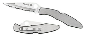 Spyderco C07P Police  4.13" Folding Spear Point Plain VG-10 SS Blade Stainless Includes Pocket Clip                                                                                                     